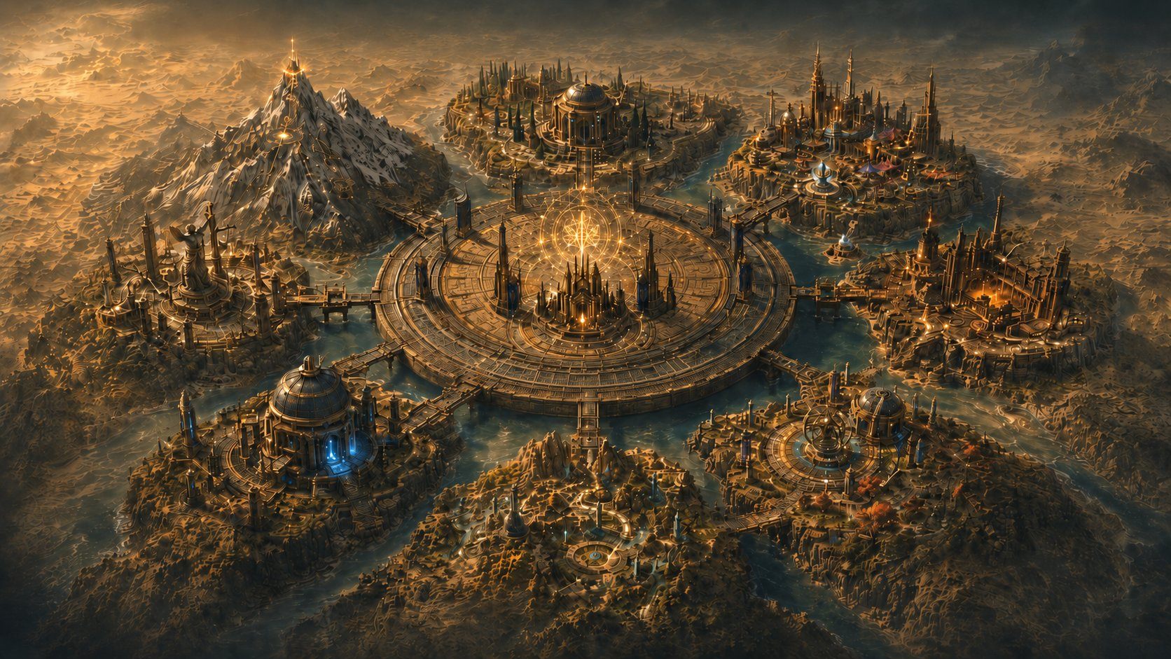 Mapa de Qareth con sus ocho enclaves